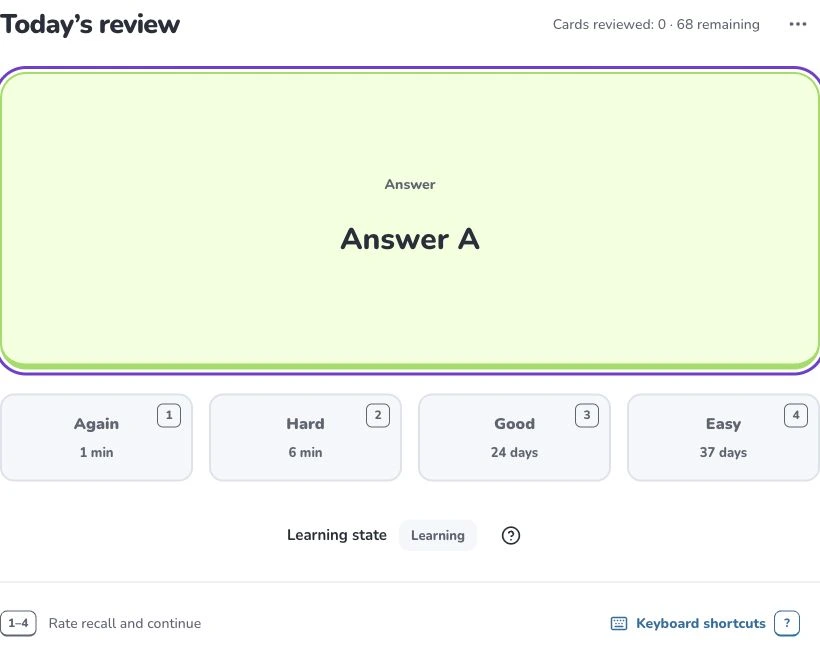 Get started with Deckumi — Today’s review · Rate your recall · Learning state