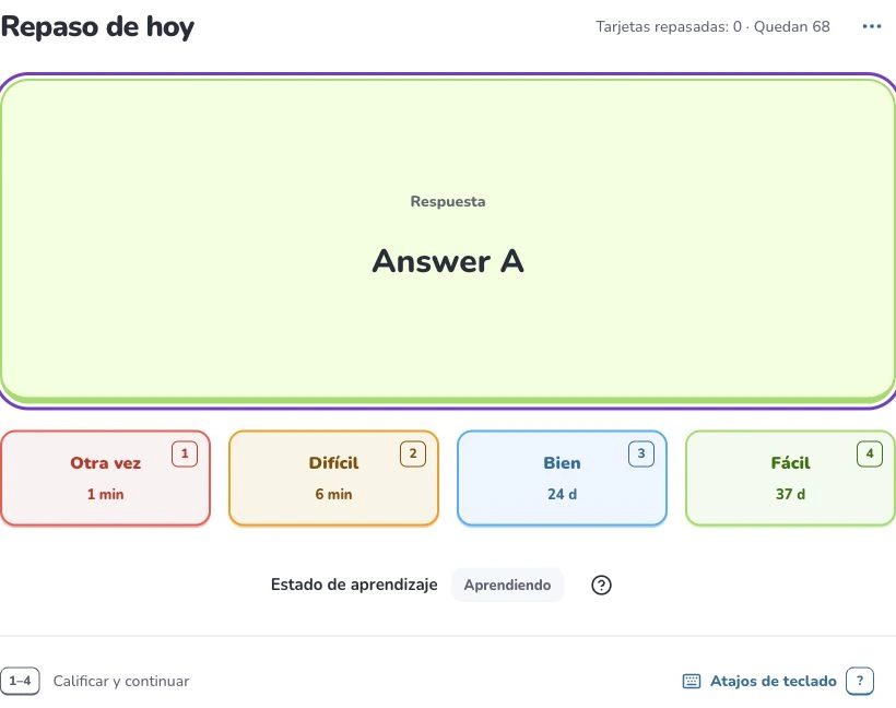 Primeros pasos con Deckumi — Repaso de hoy · Valora tu recuerdo · Estado de aprendizaje