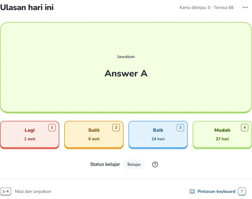 Mulai menggunakan Deckumi — Ulasan hari ini · Nilai ingatanmu · Status belajar