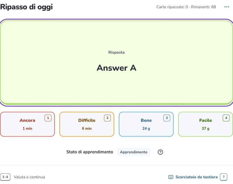 Inizia a usare Deckumi — Ripasso di oggi · Valuta il ricordo · Stato di apprendimento